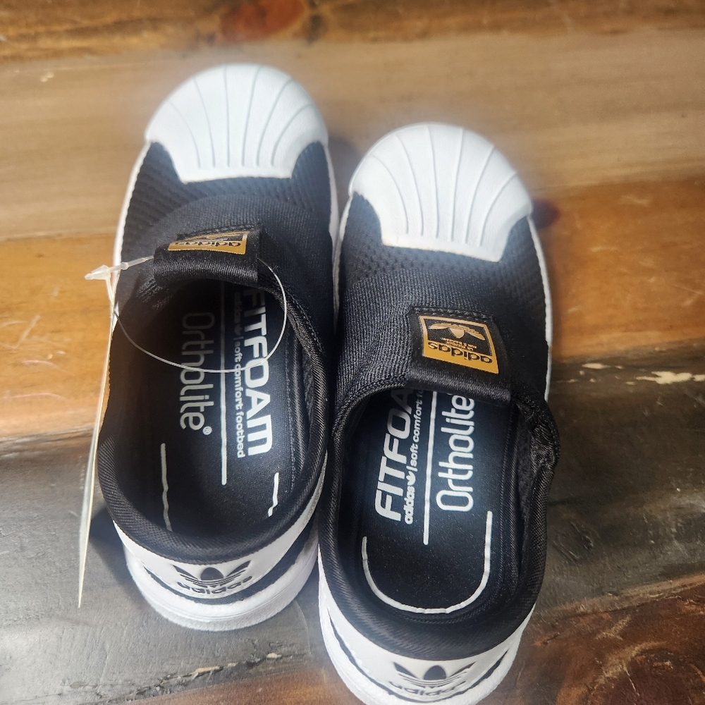 Adidas Kids Superstar Black and White Slip-On Sneakers
